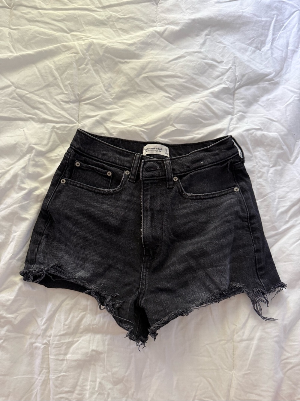 Abercrombie & Fitch Black Distressed Denim Shorts Size 25/0